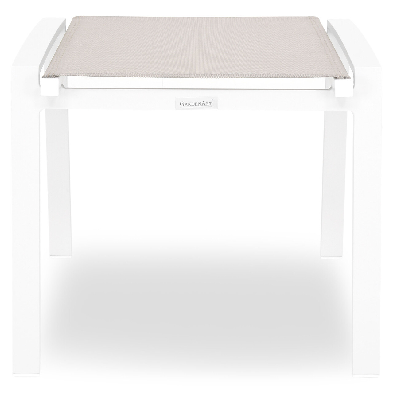 Taburet pentru gradina/terasa Cosmo, 54x54x46.5 cm, aluminiu/textilina, alb-latte - imagine 5